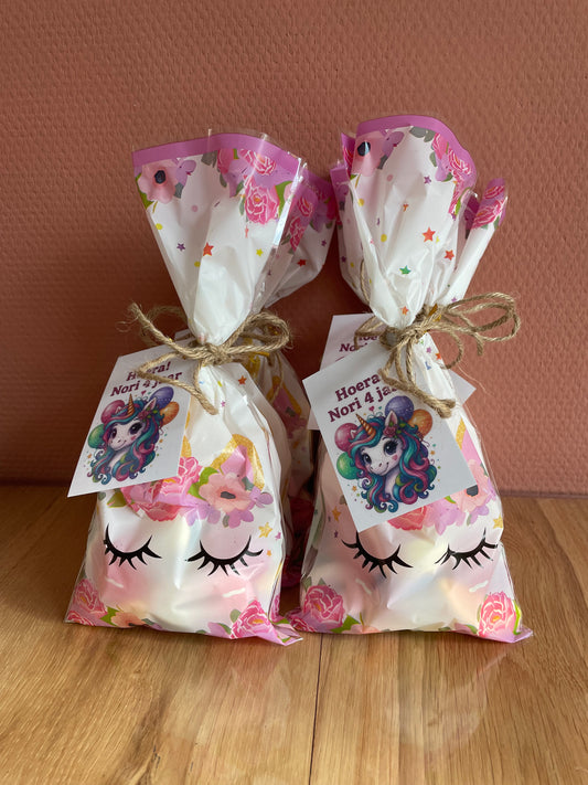 Cellofaan zakje Unicorn met schepsnoep