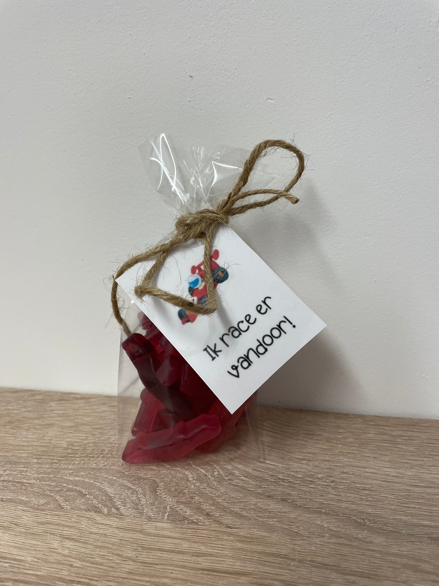 Cellofaanzakje 'Ik RACE ervandoor'