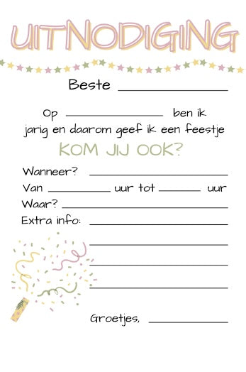 Uitnodigingen kinderfeestje "auto" (5stuks)