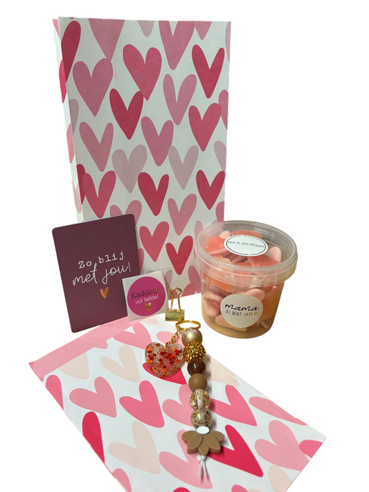 Gift bag met hartjes voor Moederdag