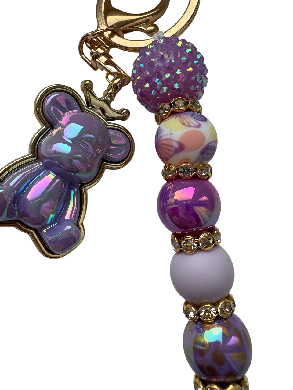 Sleutelhanger deluxe met paars beertje