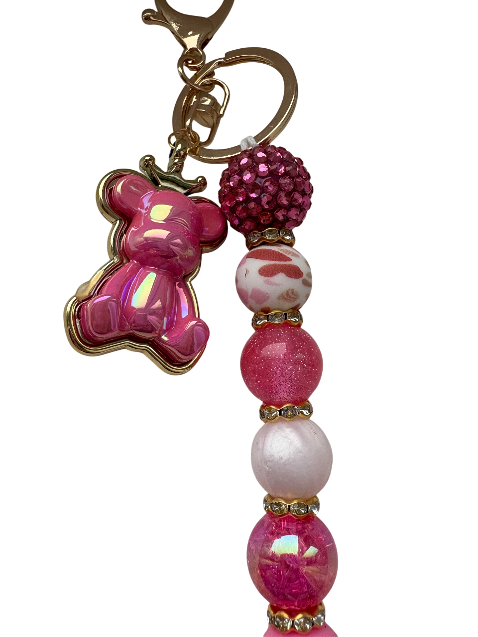 Sleutelhanger deluxe met hotpink beertje