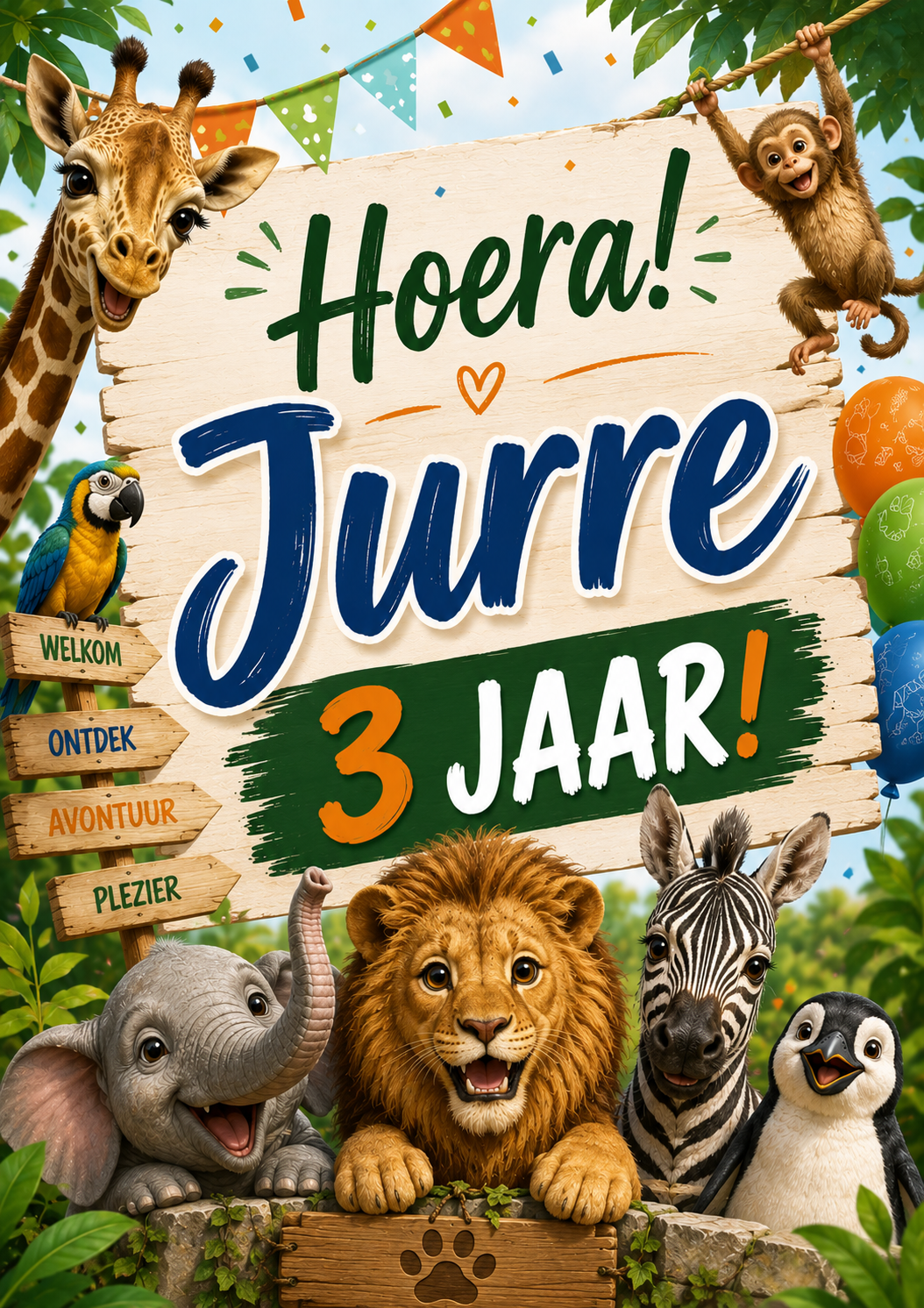 Dierentuin "Hoera 3 jaar!"