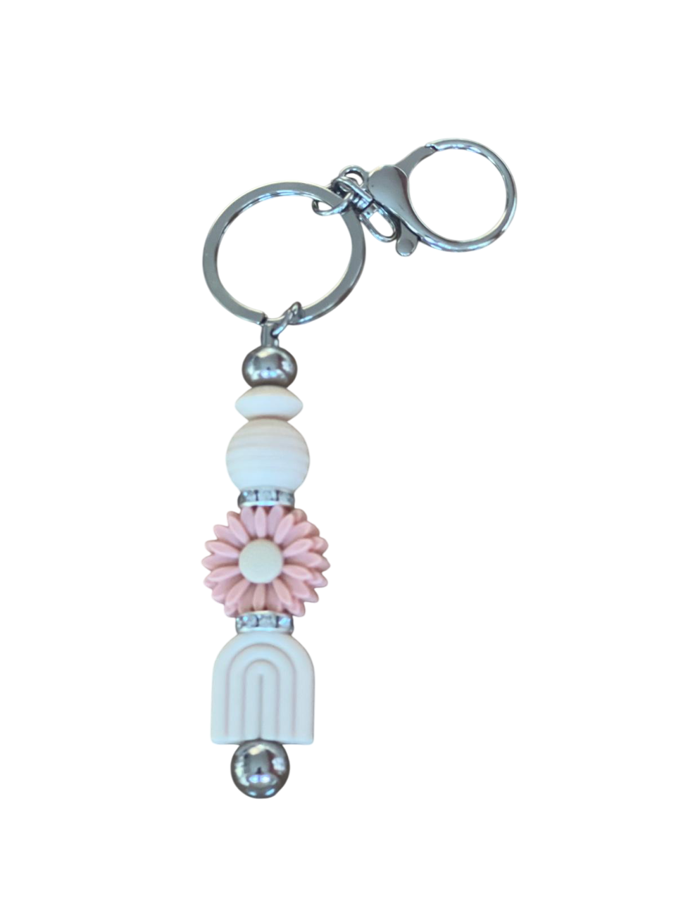 Sleutelhanger (regenboog/madeliefje) oud roze