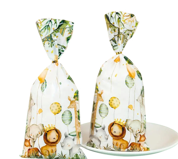 Cellofaan zakje Leeuw met ballonnen met schepsnoep