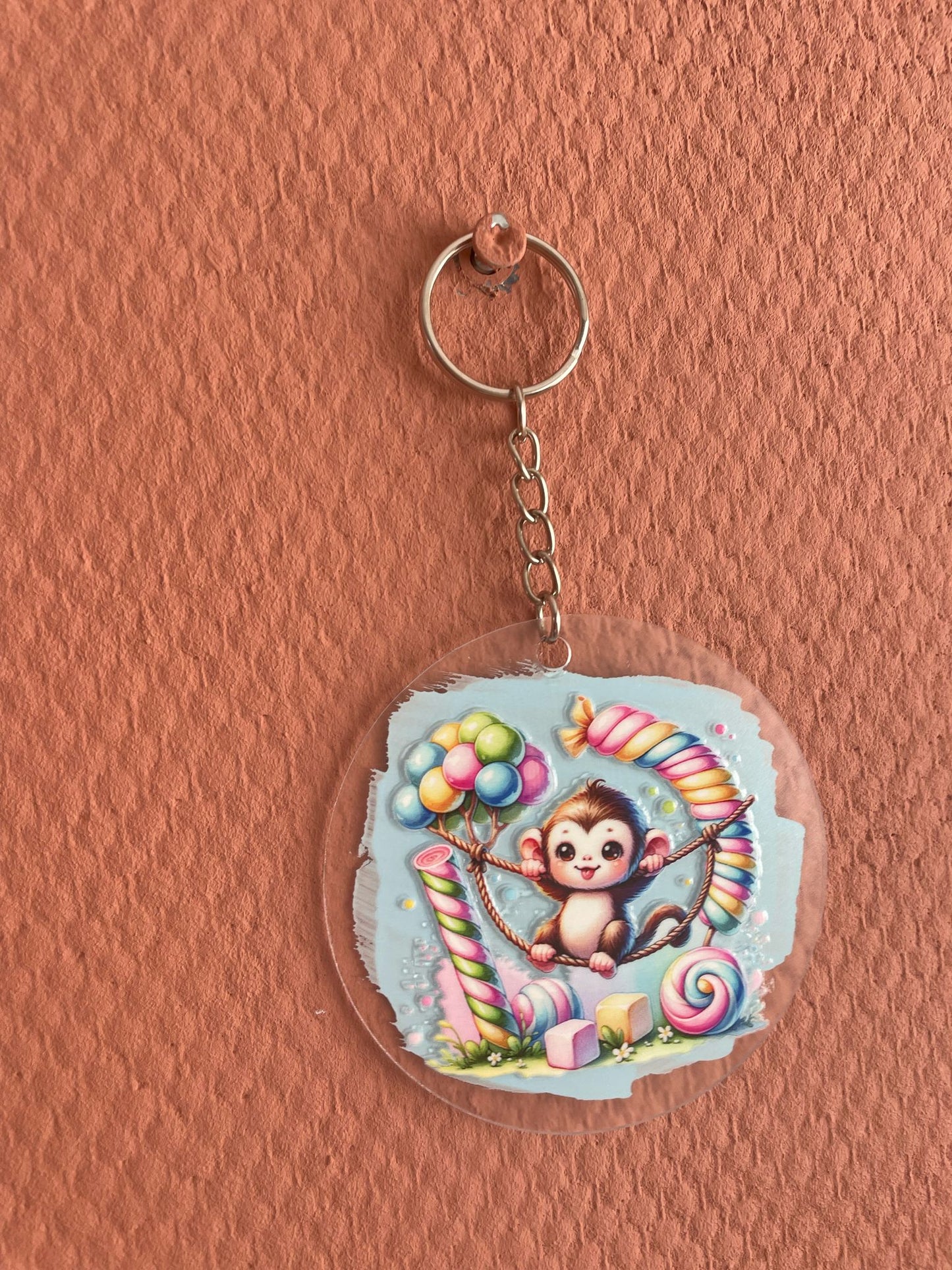 Sleutelhanger (blauw) met aapje