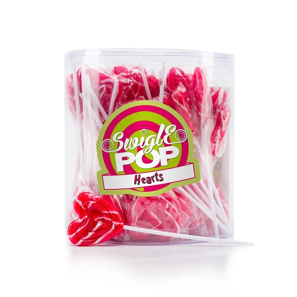Swigle pop mini 4cm hartjes rood-wit