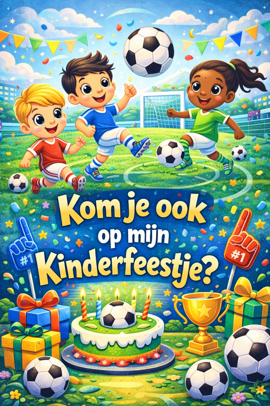 Uitnodigingen kinderfeestje "voetbal" (5stuks)