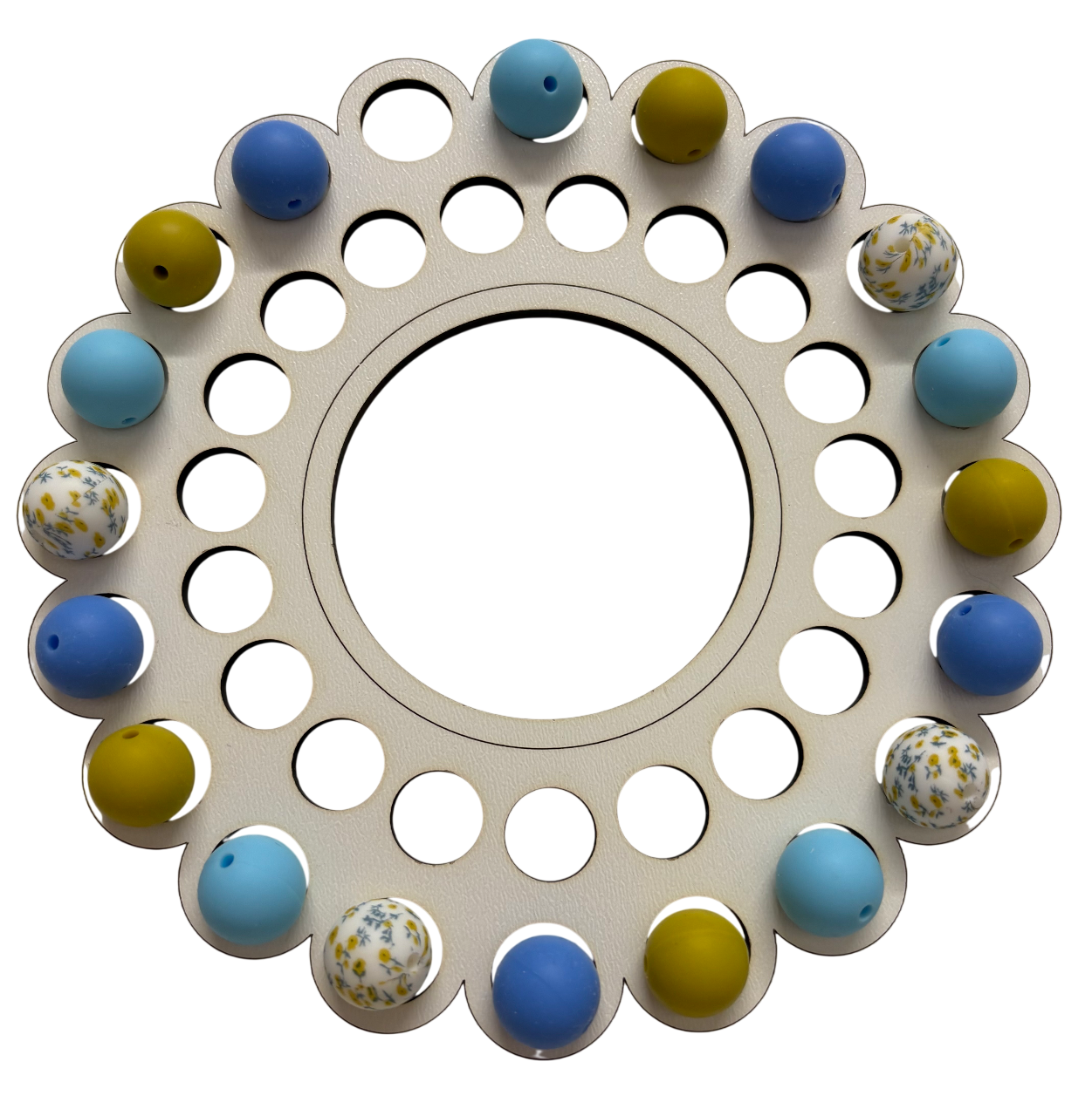 Telefoonketting (pols) blauw/bloemen