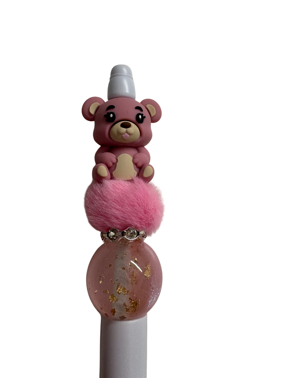 Kralen pen beertje roze