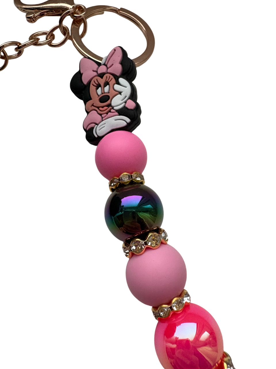 Sleutelhanger deluxe met strik pompom en minimouse