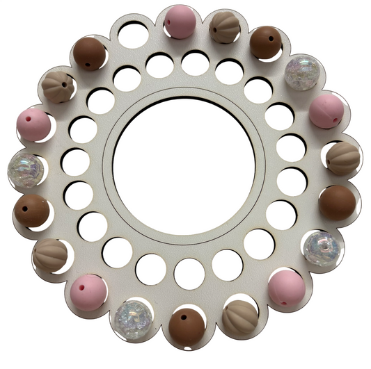 Telefoonketting (pols) beige/roze met bedelstrikje