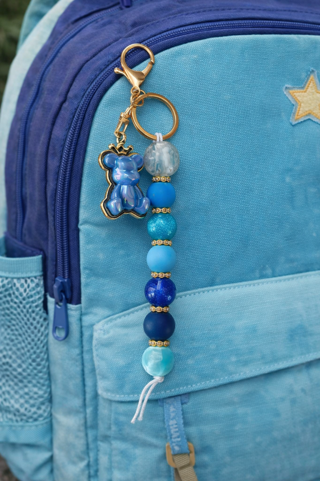 Sleutelhanger deluxe met blauw beertje