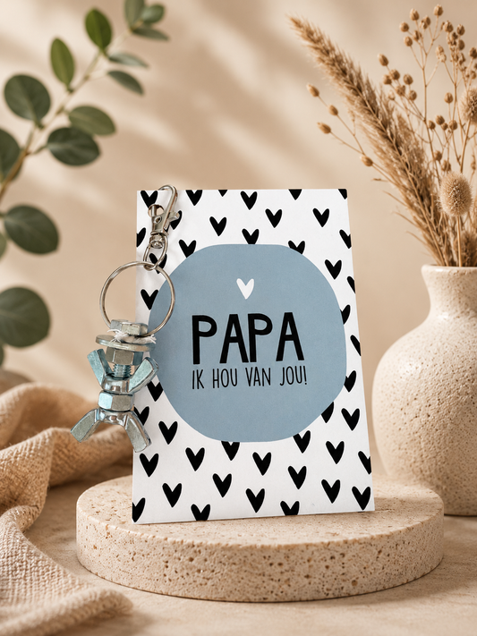 Papa metaalmaatje sleutelhanger