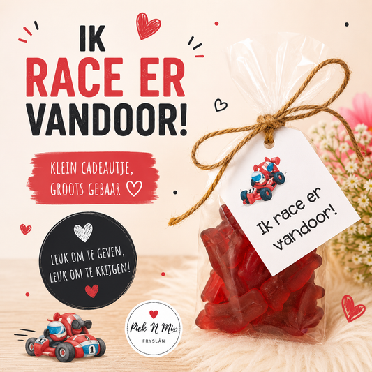 Cellofaanzakje 'Ik RACE ervandoor'