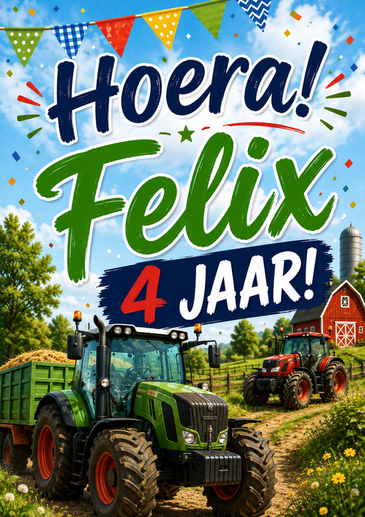 Trekker "Hoera 4 jaar!"