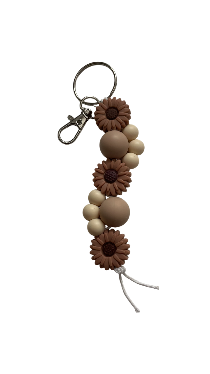 Sleutelhanger triple flower brown