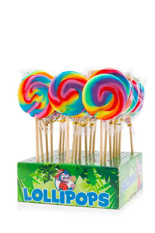 Regenboog lolly met sticker